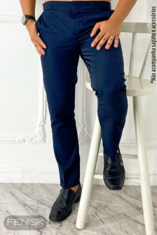 Calça Social Oxford Azul Marinho