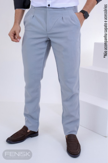 Calça Social Oxford Cinza Claro