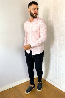 Manga Longa Microfibra Rosa Bebê