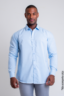 Manga Longa Urban Classic Textura Azul Claro