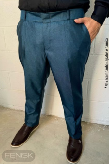 Calça Social Poliviscose Azul Petróleo