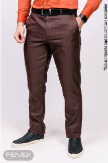 Calça Risca de Giz Marrom