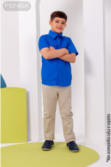 Camisa Manga Curta Algodão Azul Brisa