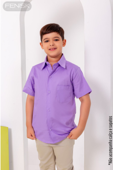 Camisa Manga Curta Algodão Lilás-6