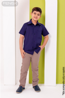 Camisa Manga Curta Algodão Azul Marinho