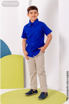 Camisa Manga Curta Algodão Azul Royal