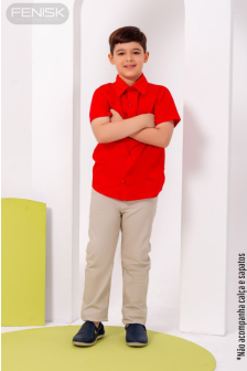 Camisa Manga Curta Algodão Vermelho