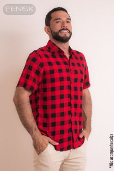 Manga Curta Premium Xadrez 15