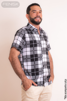 Manga Curta Premium Xadrez 01