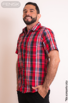 Manga Curta Xadrez  C/ Bolso 027.2