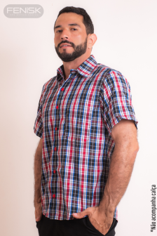 Manga Curta Xadrez  C/ Bolso 027.1