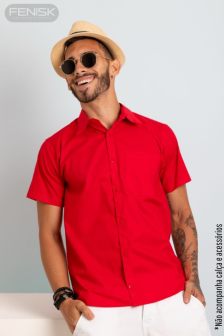 Manga Curta Algodão Vermelho