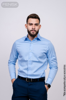 Manga Longa Algodão Azul Bebê