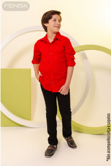 Camisa Manga Longa Algodão Vermelho