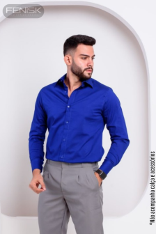 Manga Longa Algodão Azul Royal