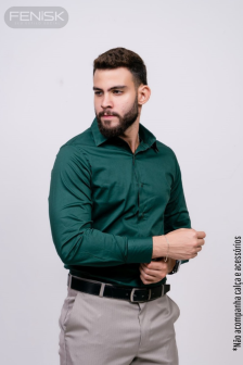 Manga Longa Algodão Verde Militar