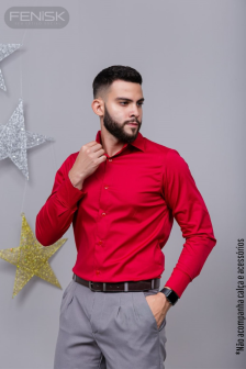 Manga Longa Algodão Vermelho