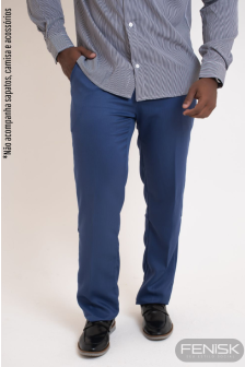 Calça Risca de Giz Azul Marinho